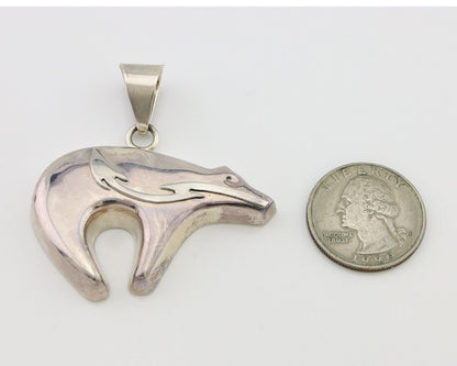 Navajo Spirit Bear Pendant 925 Sterling Silver Native C C.80's