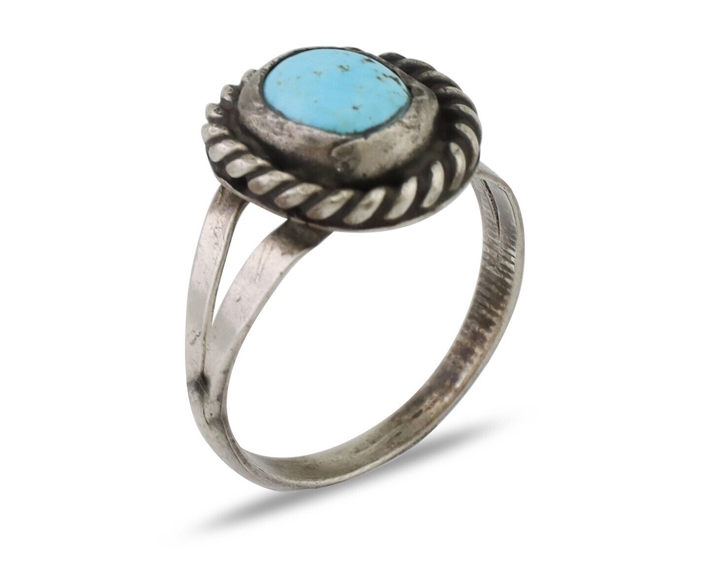 Navajo Ring 925 Silver Kingman Turquoise Native American Artist C.80's