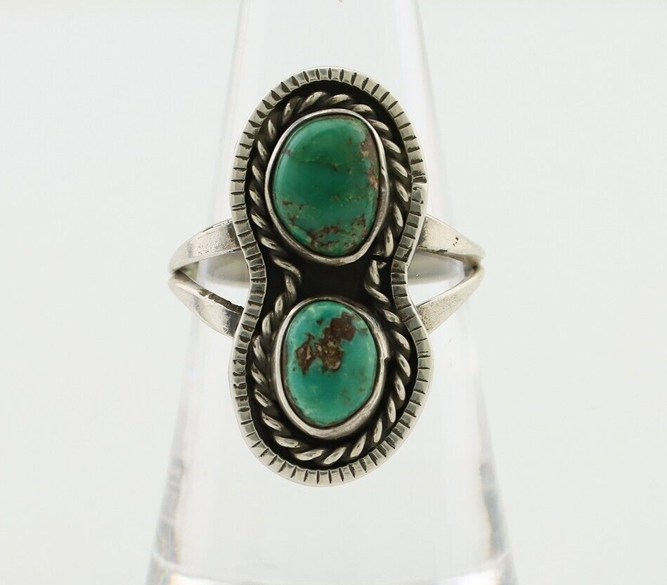 Navajo Handmade Ring 925 Silver Natural Turquoise Native American Artist C.80's