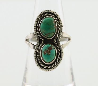 Navajo Handmade Ring 925 Silver Natural Turquoise Native American Artist C.80's