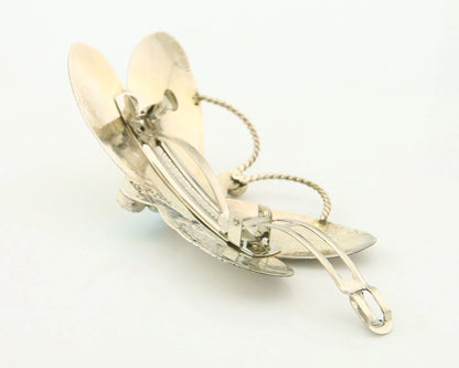 Navajo Barrette Sterling Silver Gemstones Hand Stamped Vintage Signed T Yazzie
