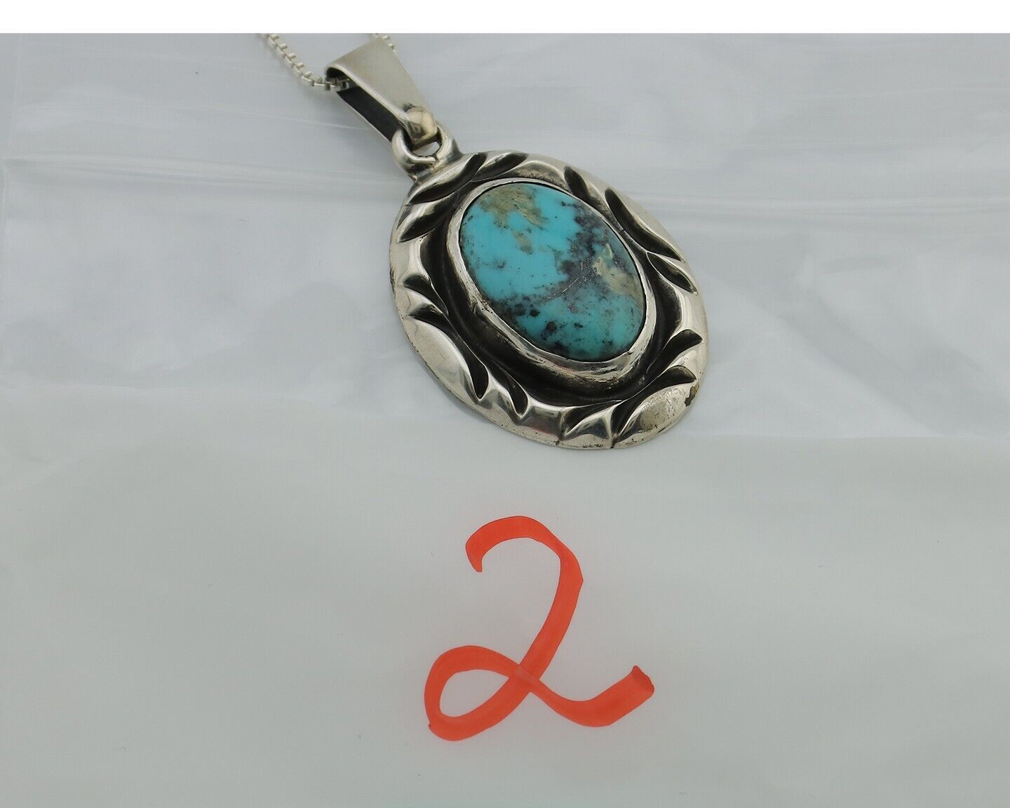 Navajo Necklace 925 Silver Kingman Turquoise Signed C Montoya C.80s