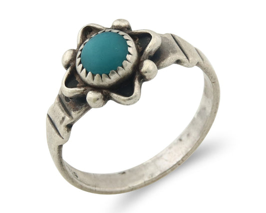 Vintage Navajo Ring 925 Sterling Silver Traditional Authentic Turquoise