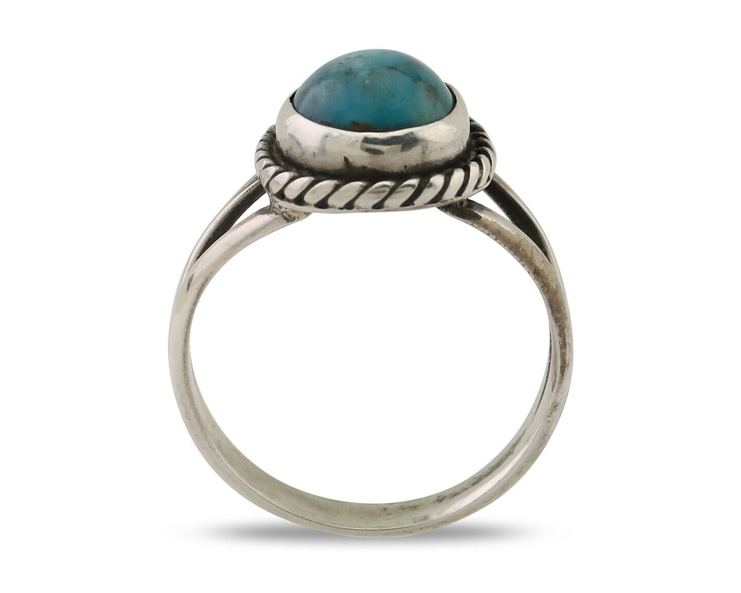 Navajo Ring 925 Silver Kingman Turquoise Native American Artist C.80's