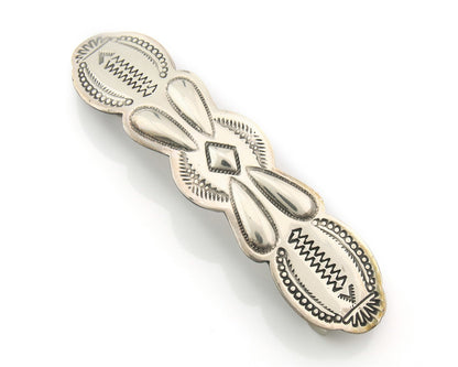 Vintage Navajo Barrette 925 Sterling Silver Hand Stamped Signed SN