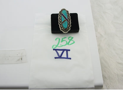 Vintage Navajo Ring 925 Sterling Silver Turquoise Signed M Begay Size 7.75