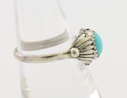 Navajo Ring 925 Silver Kingman Turquoise Native American Artist Made In 1985