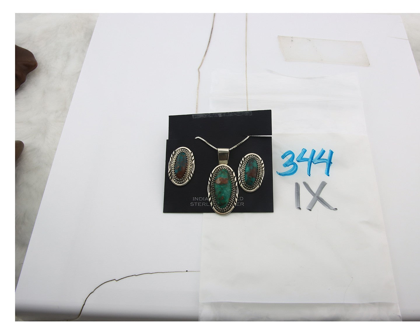Navajo Necklace Earrings Set Sterling Silver Turquoise Vintage Signed M Begay