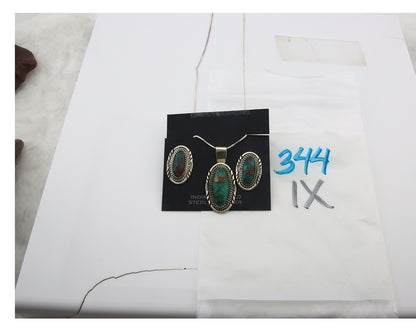 Navajo Necklace Earrings Set Sterling Silver Turquoise Vintage Signed M Begay