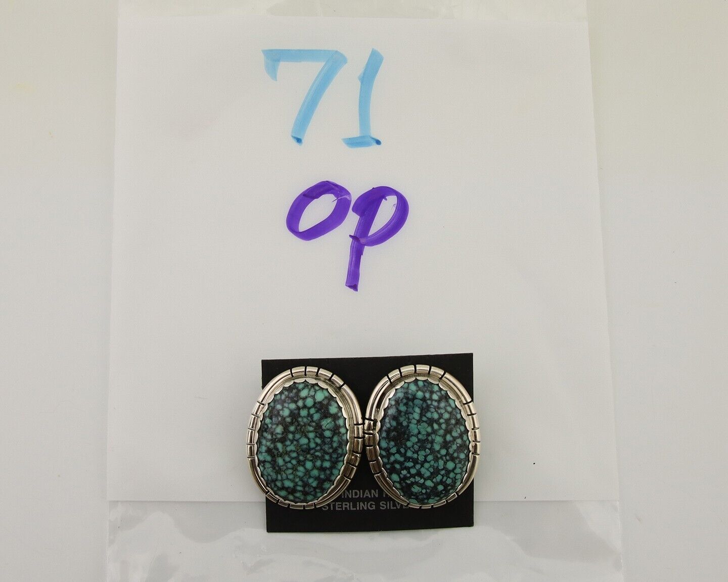 Navajo Earrings 925 Silver Mine 8 Turquoise Native American Artist C.80's