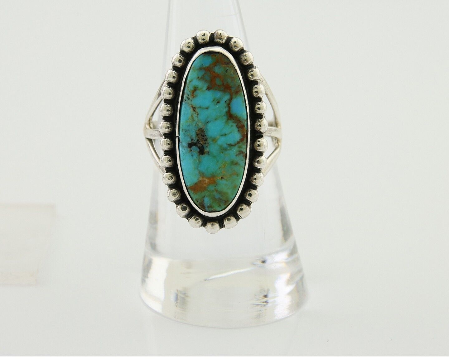 Navajo Shield Ring 925 Silver Arizona Turquoise Native Artist C.80's