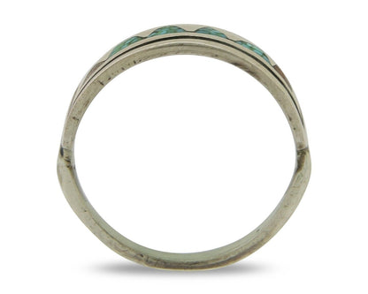 Navajo Handmade Ring 925 Silver Coral & Turquoise Signed SC C.80's