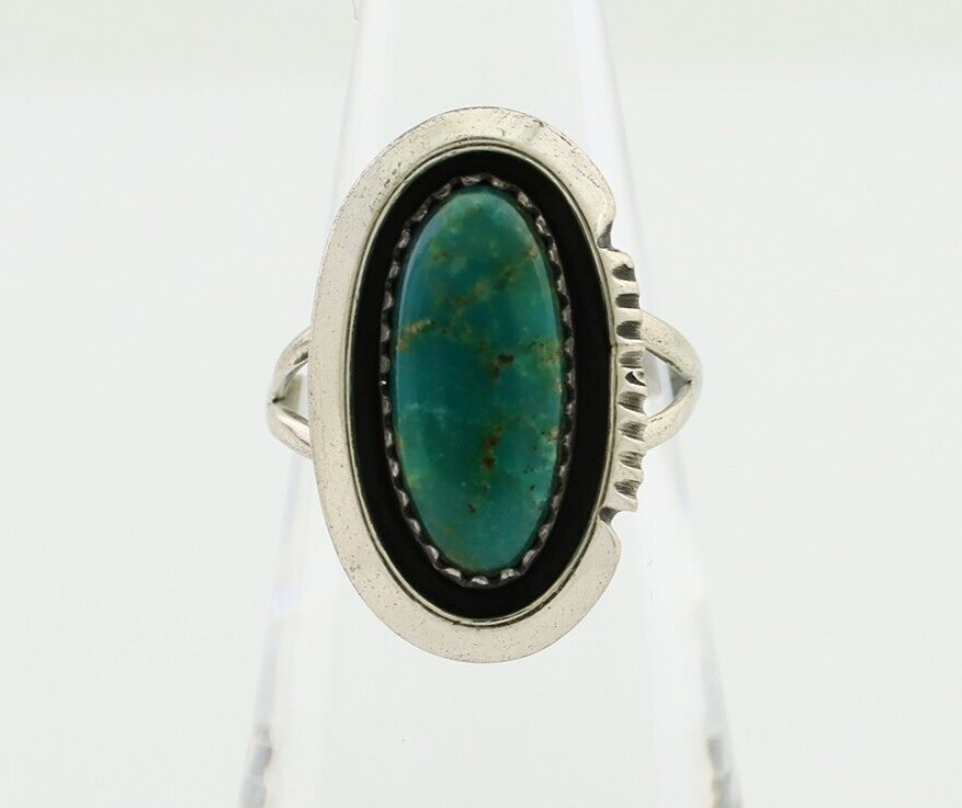 Navajo Ring 925 Silver Sleeping Beauty Turquoise Native American Artist C.80's