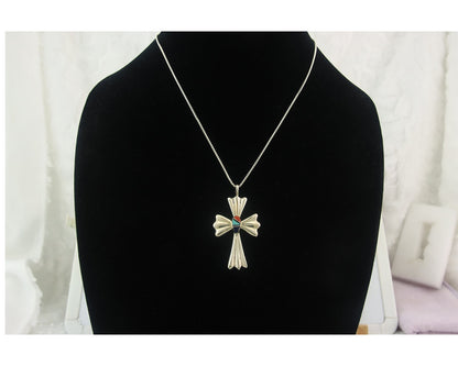 Navajo Cross Necklace Sterling Silver Authentic Natural Gemstones Signed M