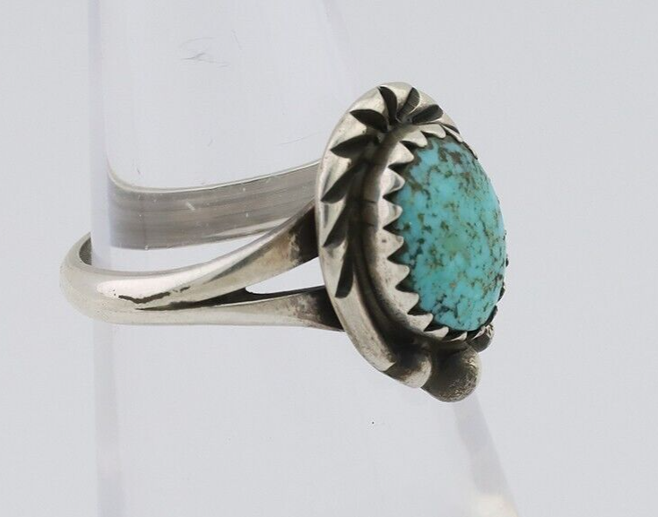 Navajo Ring 925 Silver Kingman Turquoise Native American Artist C.80's