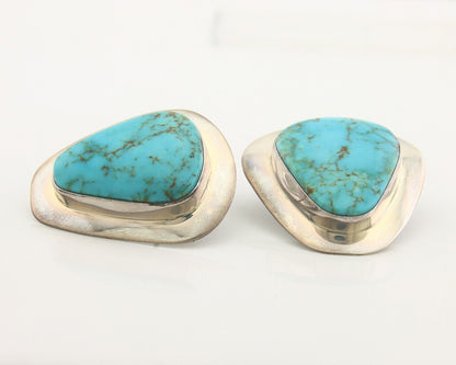 Navajo Earrings 925 Silver Handmade Natural Turquoise Native Artist C.80's