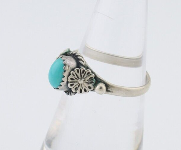 Navajo Ring 925 Silver Kingman Turquoise Native American Artist Made In 1985