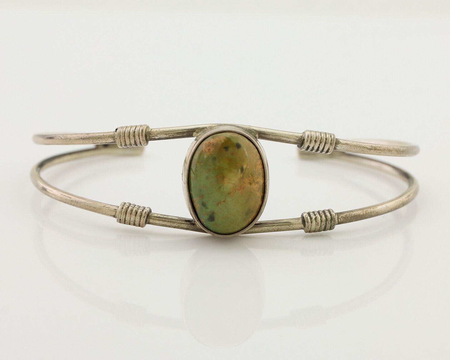 Navajo Bracelet 925 Silver Natural Green Turquoise Native American C.80's