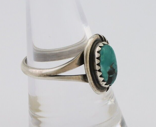 Navajo Ring 925 Silver Kingman Turquoise Native American Artist C.80's