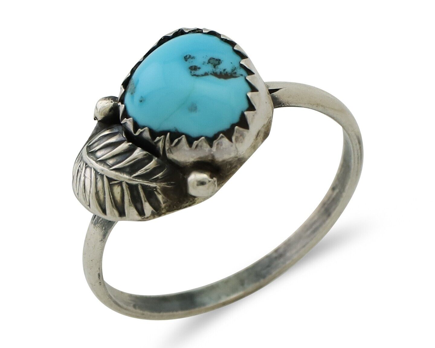 Navajo Ring 925 Silver Sleeping Beauty Turquoise Native American Artist C.80's