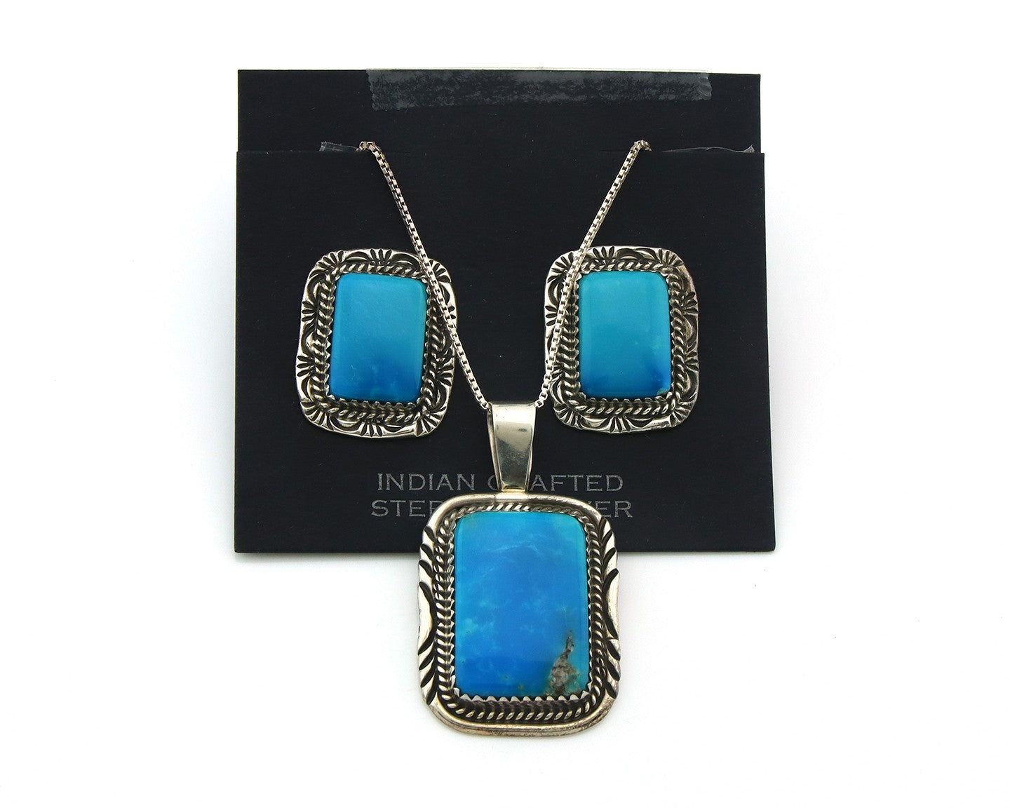 Navajo Necklace Earrings Set Sterling Silver Turquoise Vintage Signed Begay