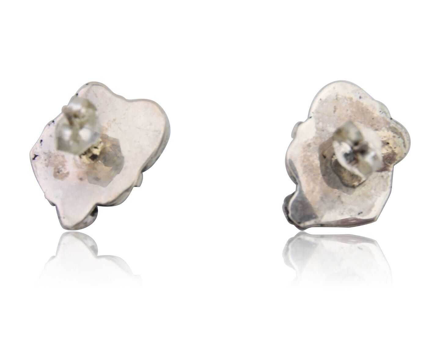 Navajo Handmade Earrings 925 Silver Natural Turquoise Native American Artist 80s