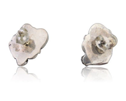 Navajo Handmade Earrings 925 Silver Natural Turquoise Native American Artist 80s