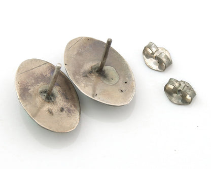 Navajo Concho Earrings Sterling Silver Handmande Vintage Hand Stamped Native Art