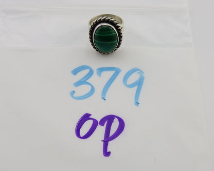 Navajo Ring 925 Silver Natural Malachite Native American Artist C.80's