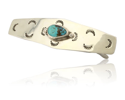 Women's Navajo Hair Clip Bisbee Turquoise 925 Silver Native American C.80's