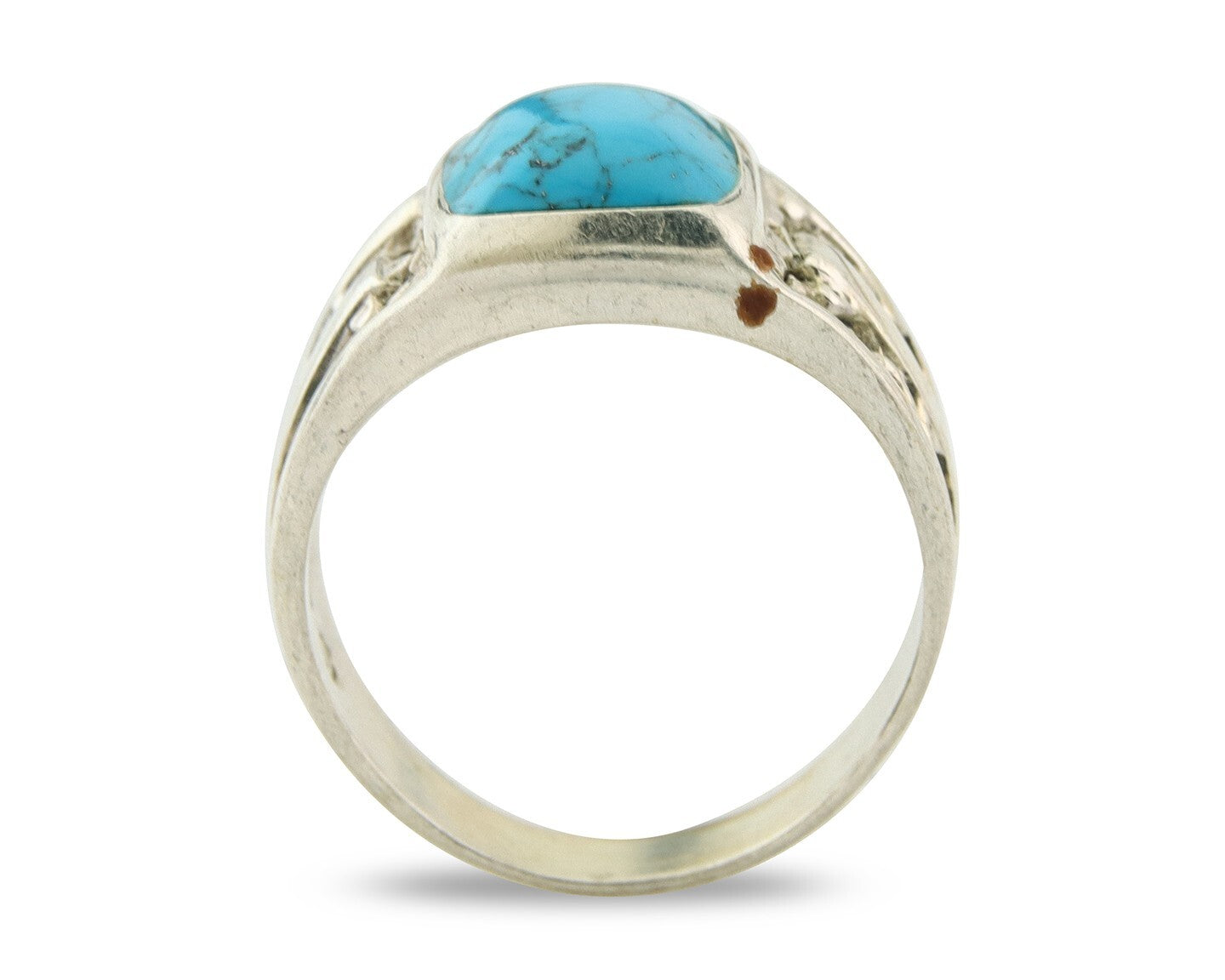 Men Vintage Nugget Ring 925 Sterling Turquoise Artist Signed SC Size 10