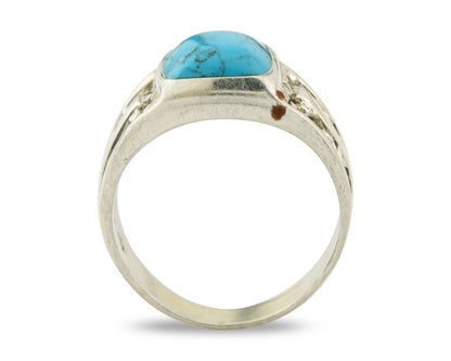 Men Vintage Nugget Ring 925 Sterling Turquoise Artist Signed SC Size 10