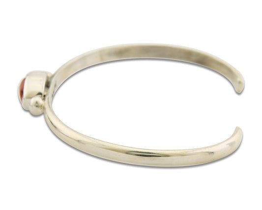 Navajo Bracelet .925 Silver Mediterranean Red Coral Cuff Native Artist C.80's