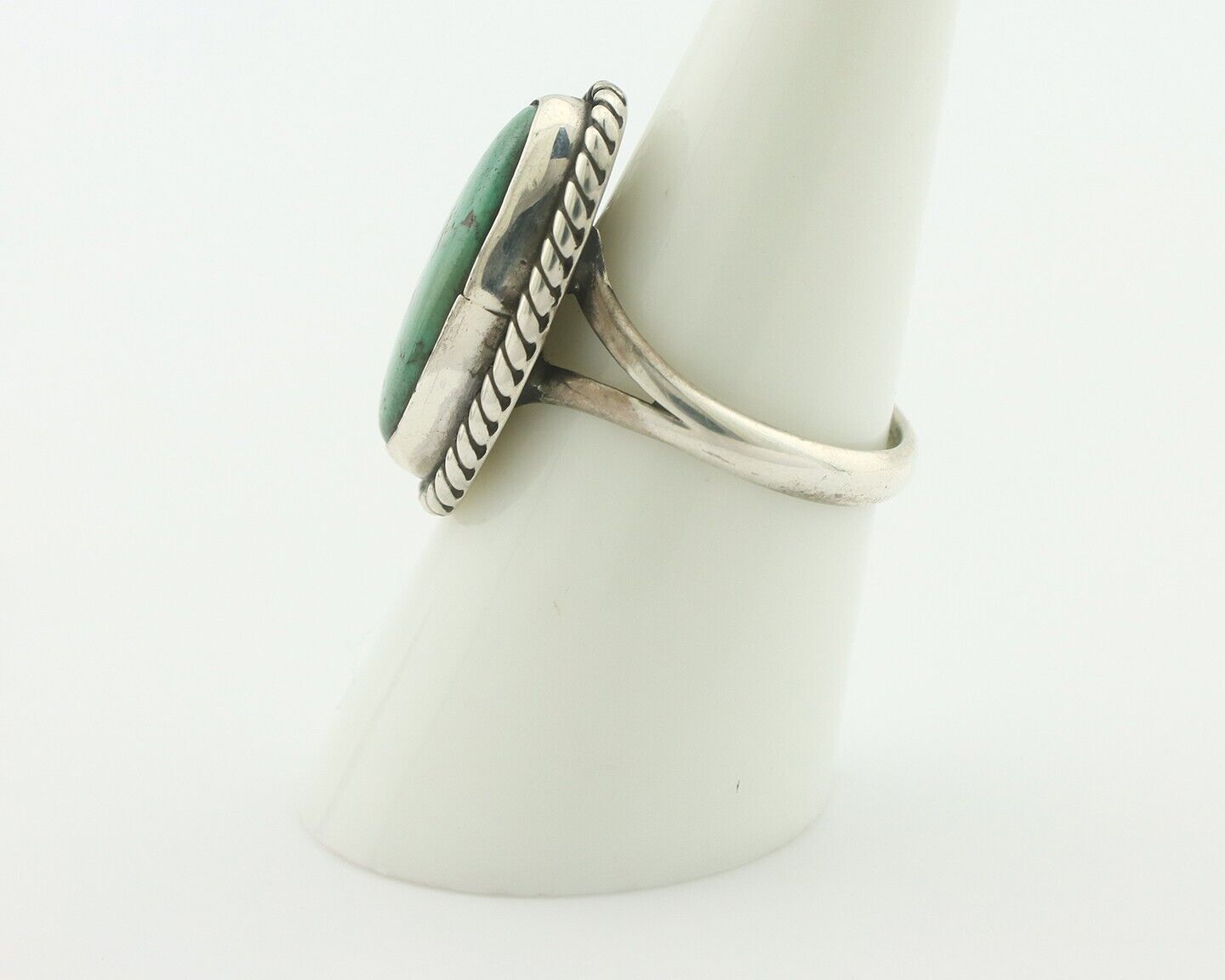 Navajo Ring 925 Silver Natural Green Turquoise Signed M Montoya C.80's