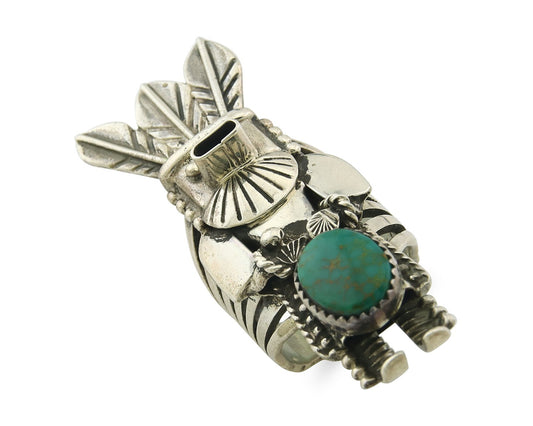 Vintage Navajo Ring 925 Sterling Silver Turquoise Signed Broken Arrow Size 7.25