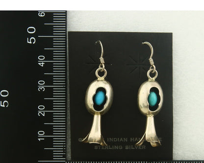 Navajo Earrings 925 Silver Natural Turquoise Native Artist JN C.80's