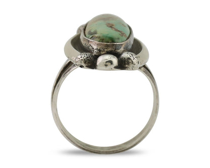 Navajo Turquoise Ring 925 Silver Native Artist Signed Sunrise Size 6.0 C.80's