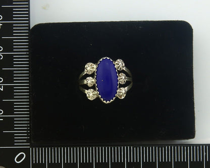 Navajo Ring 925 Sterling Natural Lapis Handmade Native Artist C.80's