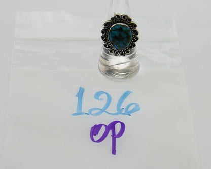 Navajo Ring 925 Silver Blue Turquoise Native Artist Siged W C.80's