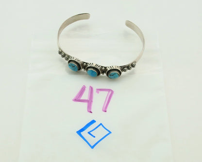 Navajo Cuff Bracelet 925 Sterling Silver Vintage Turquoise Running Bear