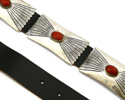Navajo Concho Belt .925 Silver Mine #8 Coral Tobe Turpen Vault Collection