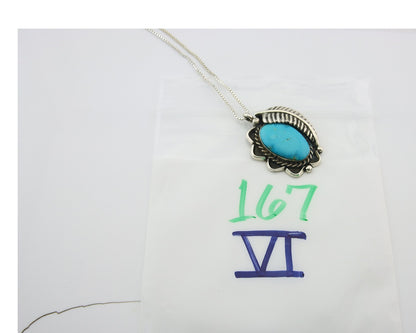 Navajo Sterling Silver Necklace Authentic Turquoise Vintage Handmade