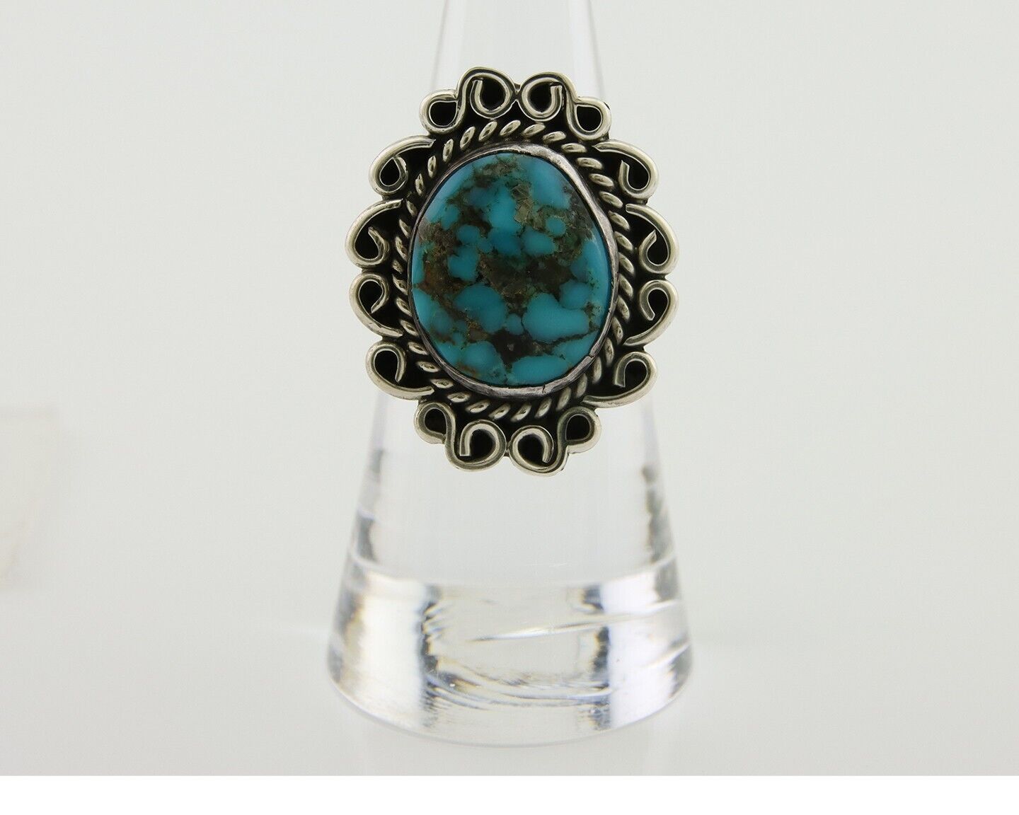 Navajo Ring 925 Silver Blue Turquoise Native Artist Siged W C.80's