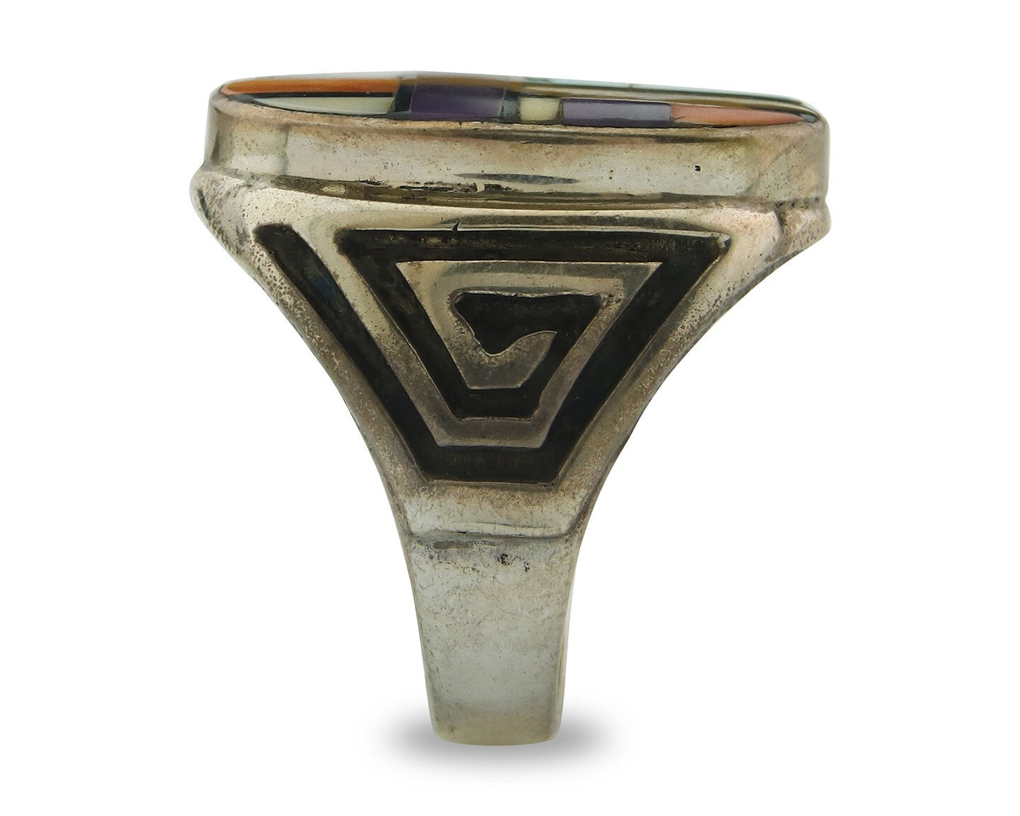 Vintage Navajo Ring 925 Sterling Natural Gemstone Native Artist Size 12