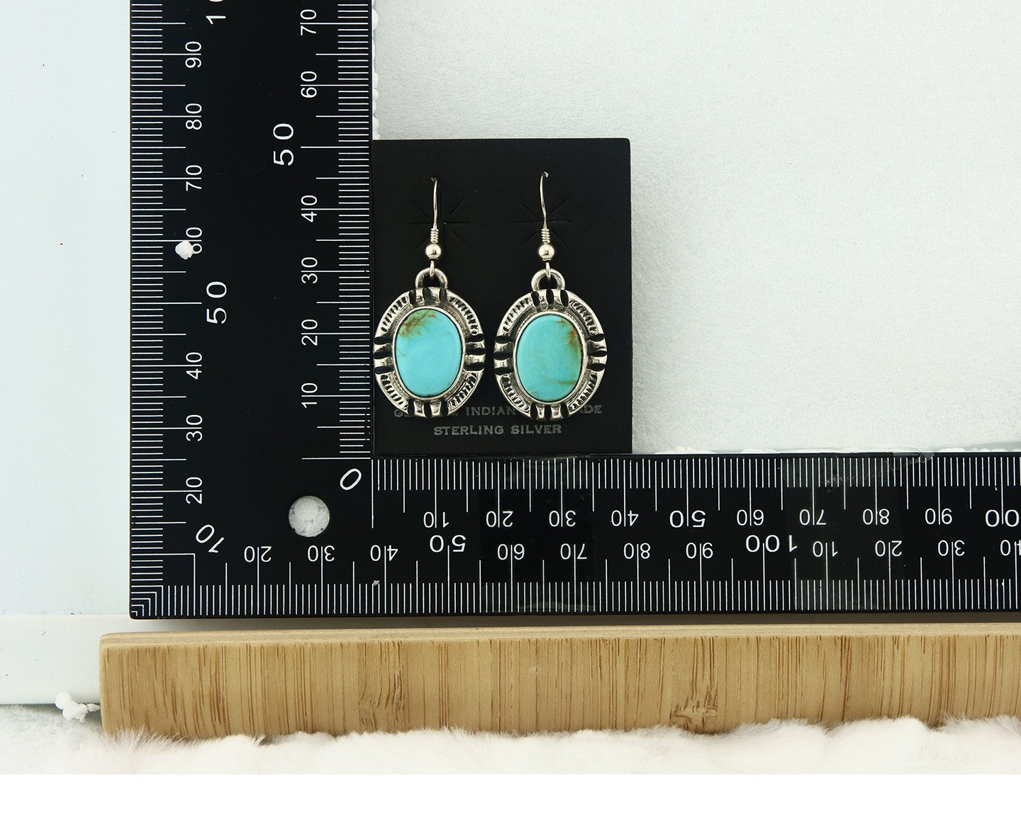 Navajo Earrings Sterling Silver Natural Turquoise Vintage Signed Gecko
