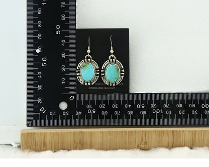Navajo Earrings Sterling Silver Natural Turquoise Vintage Signed Gecko