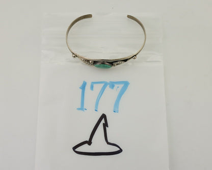 Navajo Bracelet 925 Silver Kingman Turquoise Native American Artist C.80's