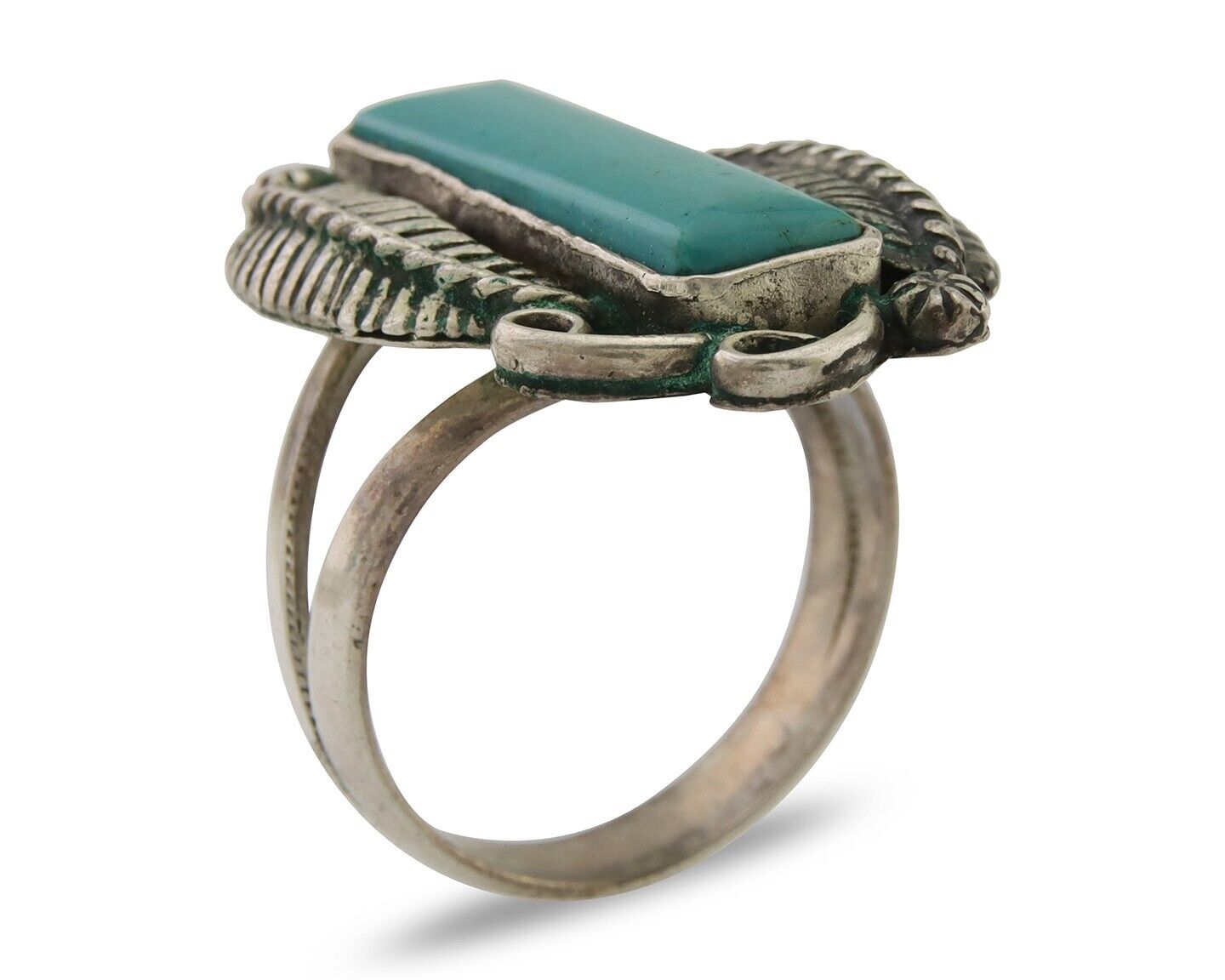 Navajo Handmade Ring 925 Silver Natural Turquoise Native Artist C.80's