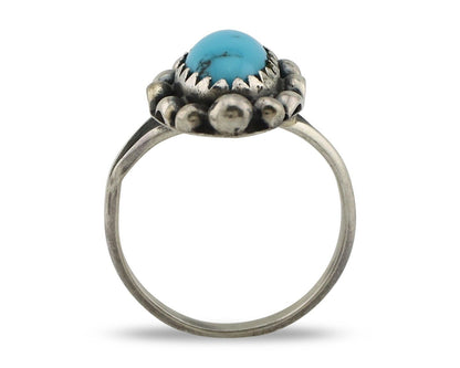 Navajo Ring 925 Silver Sleeping Beauty Turquoise Signed SkyStone Creations C80s