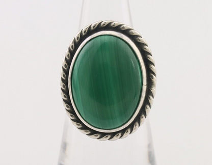 Navajo Ring 925 Silver Natural Malachite Native American Artist Size 6.25 C.80's